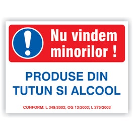 Indicator Nu vindem minorilor alcool si tutun, PVC, 20 x 15 cm