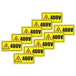 Semn Indicator Priza avertizare 400 V,  PVC, 10 x 5 cm, set 10 bucati