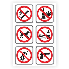 Semn Indicator Interdictie, autocolant, 30 x 20 cm, set 6 bucati