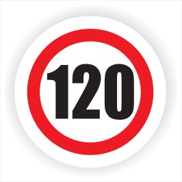 Semn Indicator Limitare viteza 120, autocolant, diametru 12 cm