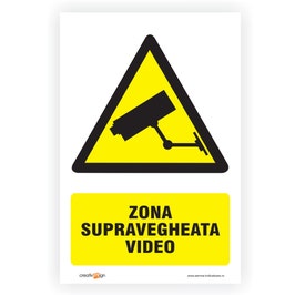 Semn Indicator Supraveghere video, autocolant, 20 x 15 cm