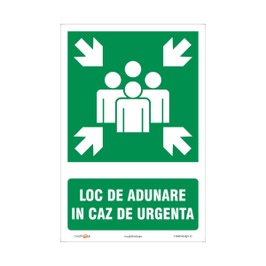 Semn Indicator Loc de adunare in caz de urgenta, PVC, 20 x 30 cm
