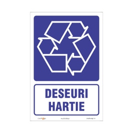 Semn Indicator Deseuri hartie W0101 A4, autocolant, 20 x 30 cm