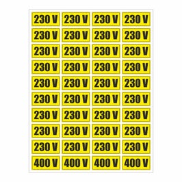 Semn Indicator Priza 220/ 400 V, autocolant, 25 x 15 cm